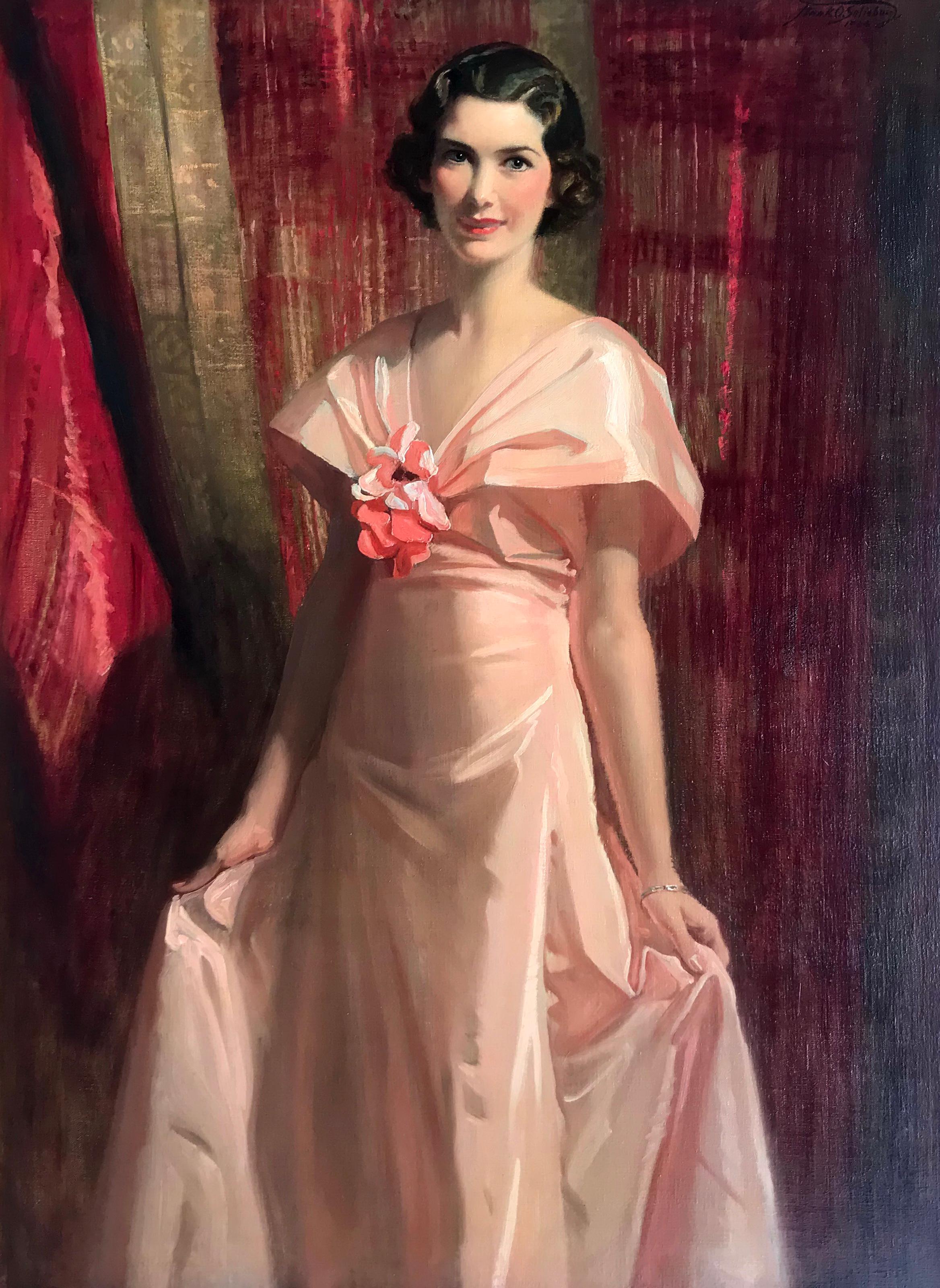 Portrait de Maud Fealey, peinture originale à l'huile sur toile - Painting de Frank Owen Salisbury
