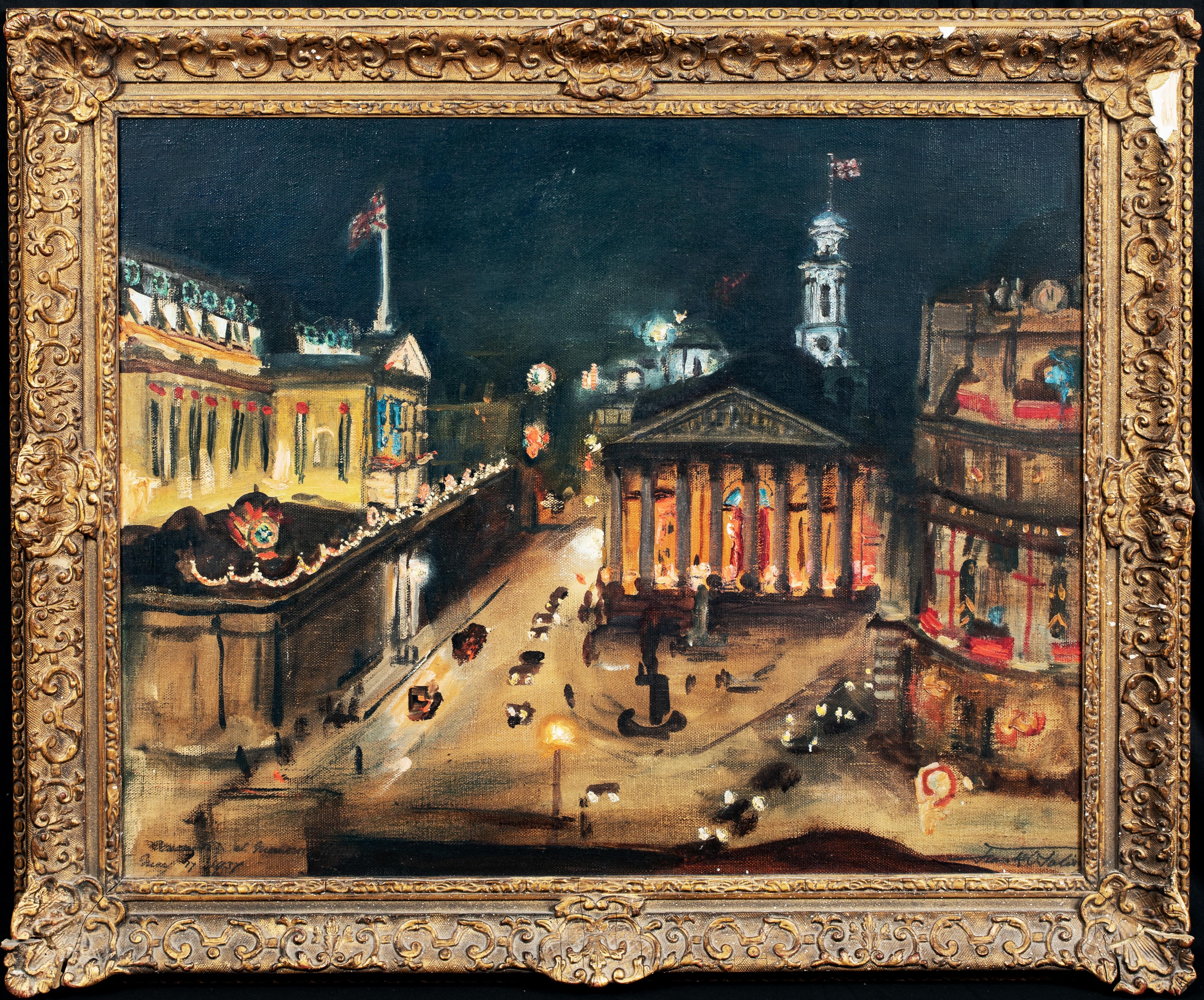 The Royal Exchange and the Bank of England - Painting by Frank Owen Salisbury