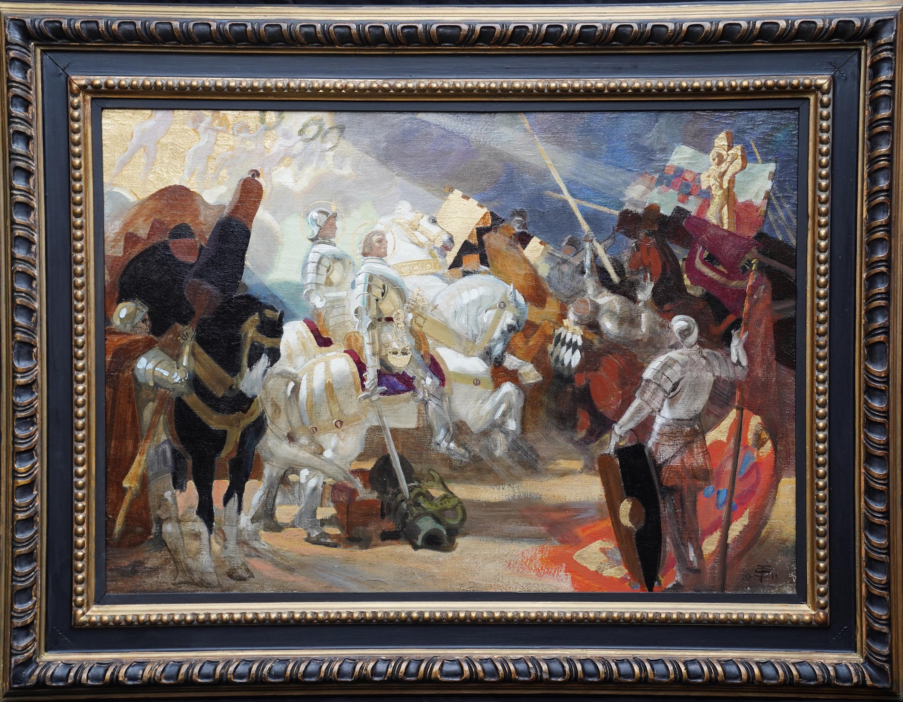 Onward Christian Soldiers - peinture à l'huile d'art religieuse édouardienne britannique de 1911  en vente 8