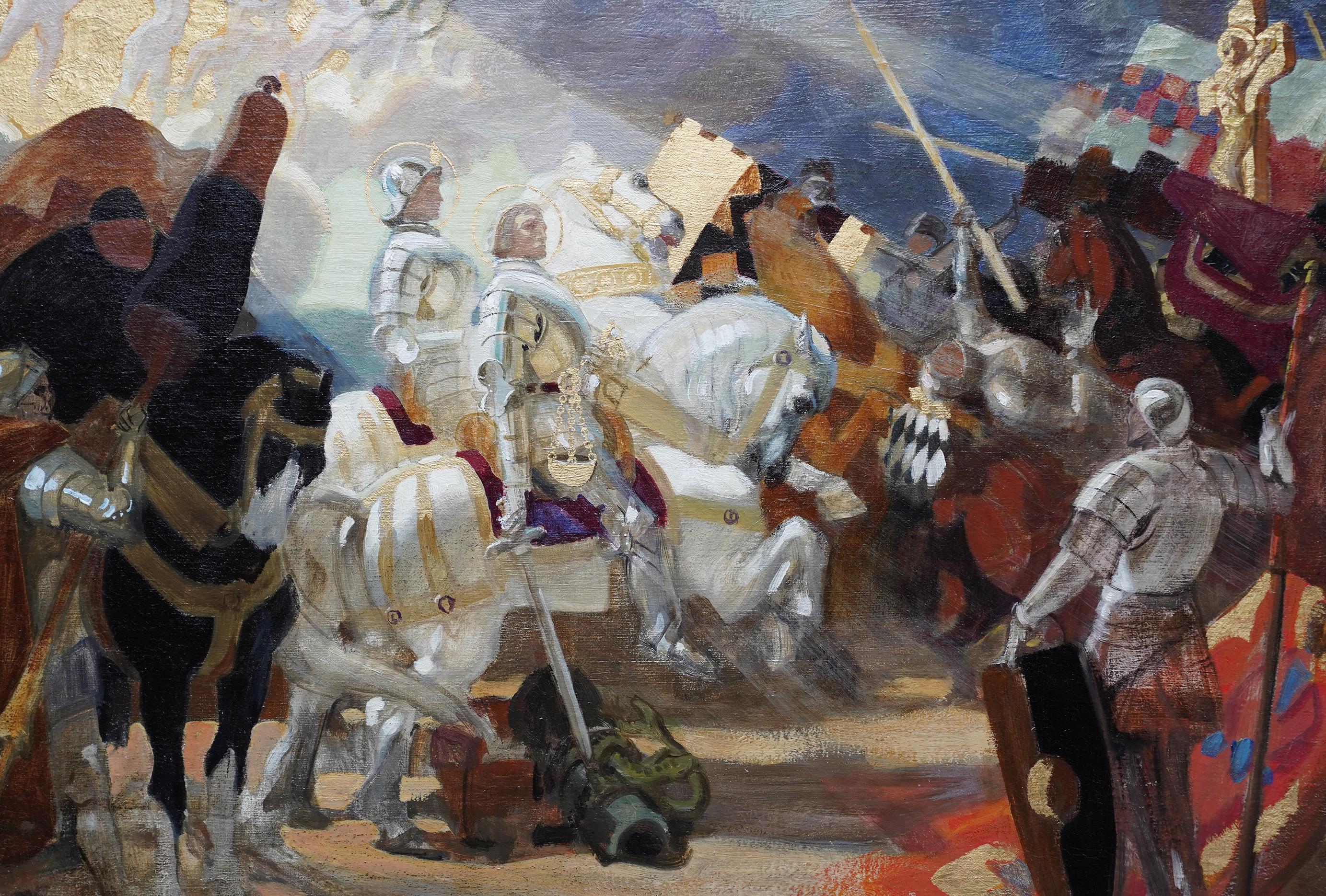 Onward Christian Soldiers - peinture à l'huile d'art religieuse édouardienne britannique de 1911  - Réalisme Painting par Frank Owen Salisbury