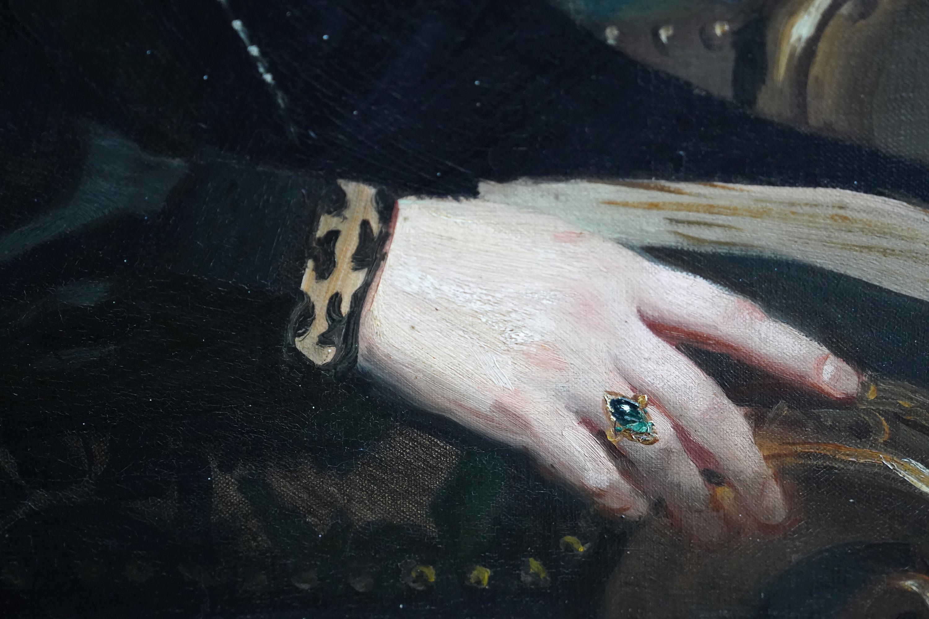 Retrato de la esposa del artista Alice Greenwood - británica 1928 RA exh pintura al óleo 3