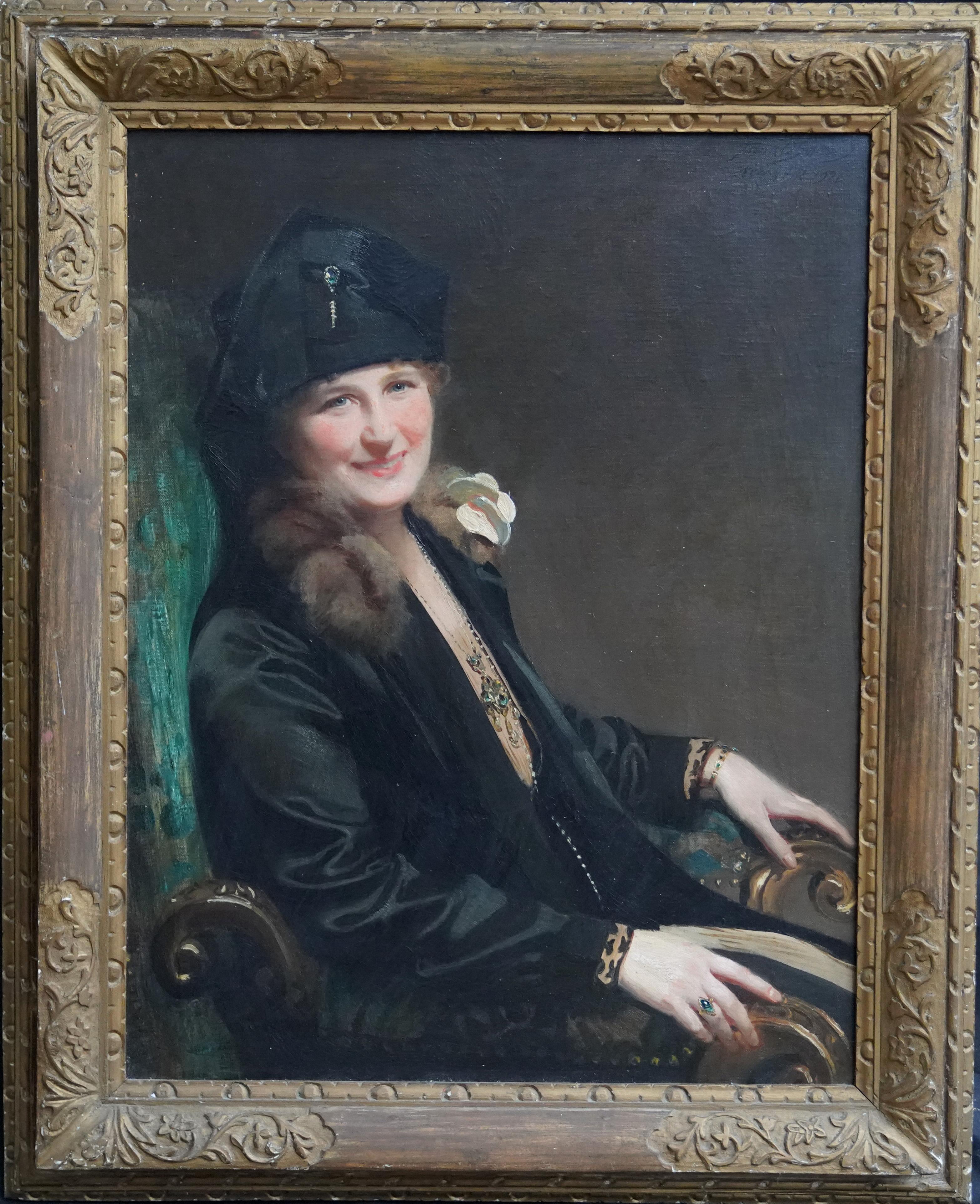 Frank Owen Salisbury Portrait Painting - Portrait of the Artist's Wife Alice Greenwood - British 1928 RA exh oil painting