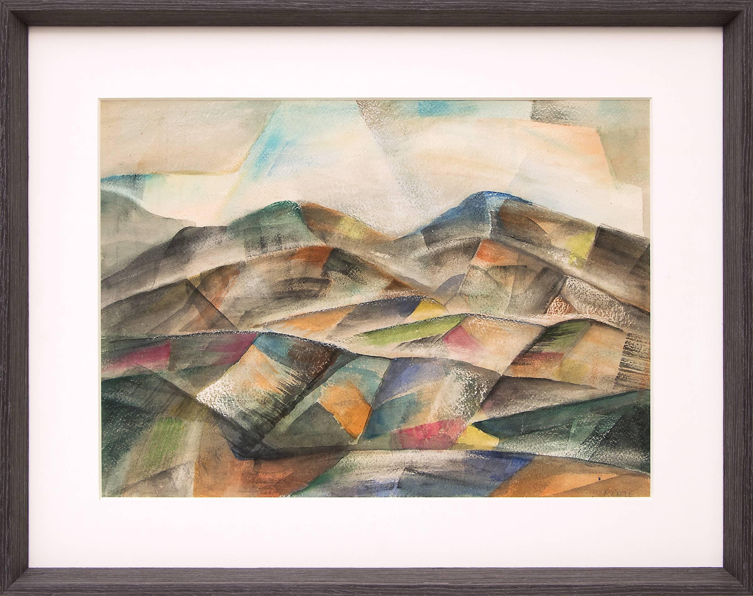 Frank Pancho Gates Abstract Drawing - Untitled (Colorado Mountains, Modernist Landcape)