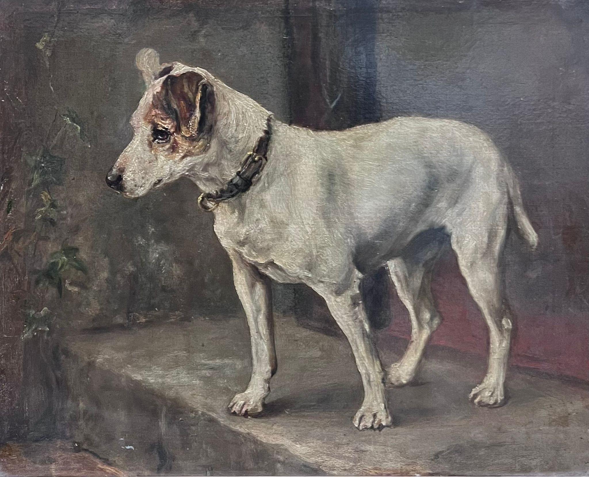 Animal Painting de Frank Paton - Fino cuadro victoriano de perros Retrato de Jack Russell Terrier Siglo XIX Pintura al óleo