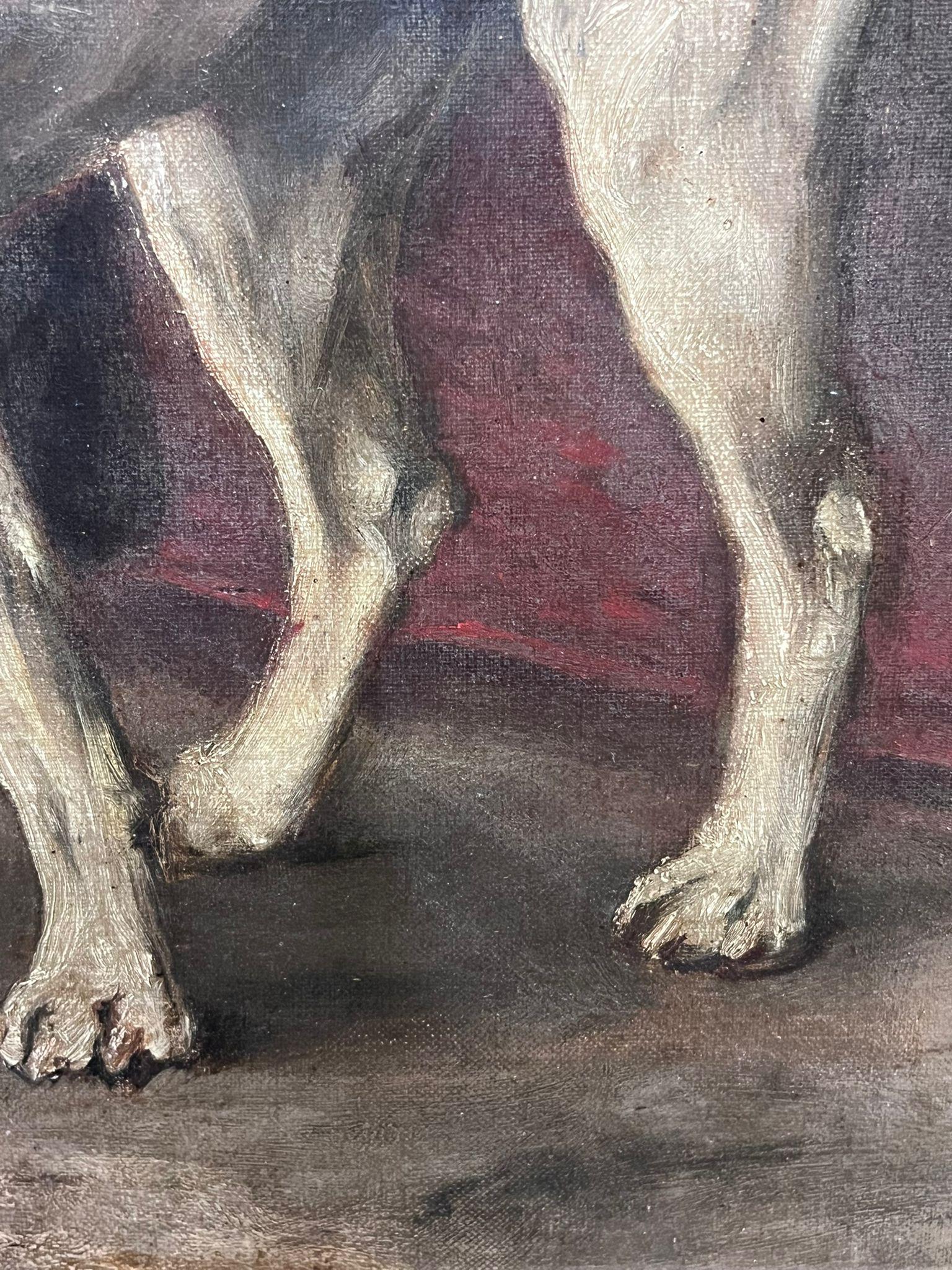 Fino cuadro victoriano de perros Retrato de Jack Russell Terrier Siglo XIX Pintura al óleo - Painting de Frank Paton