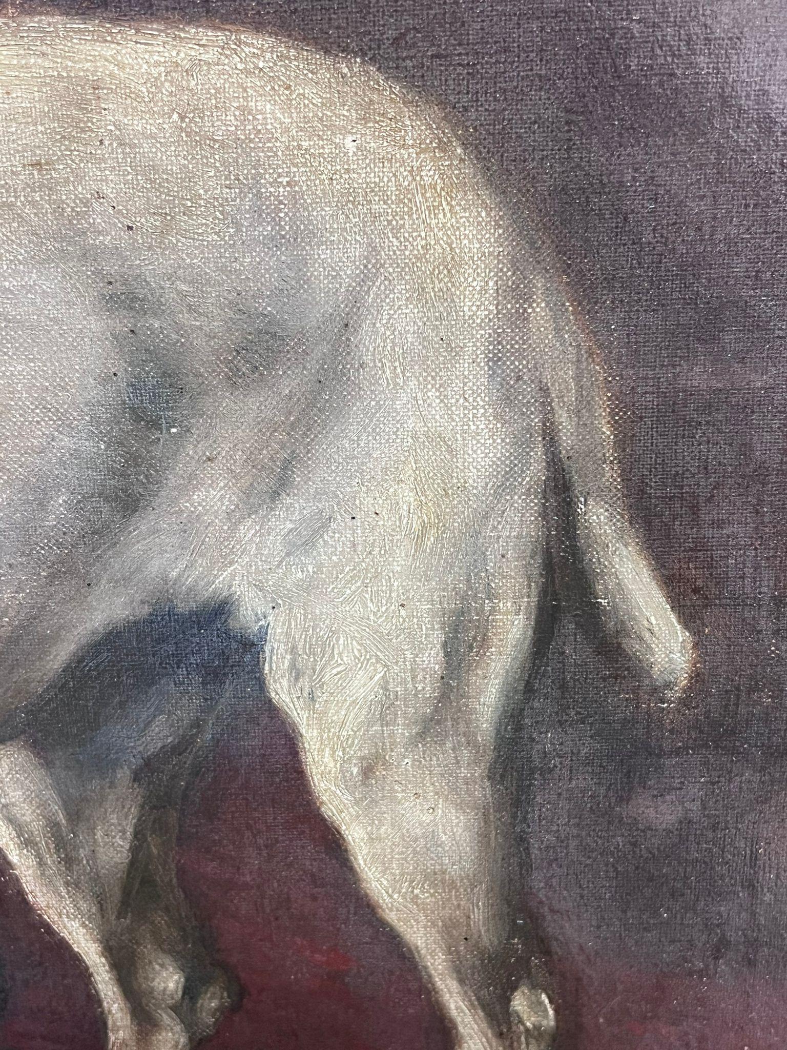 Fino cuadro victoriano de perros Retrato de Jack Russell Terrier Siglo XIX Pintura al óleo - Painting Escuela inglesa de Frank Paton