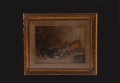 Frank Paton Oil painting on canvas of Puppies playing