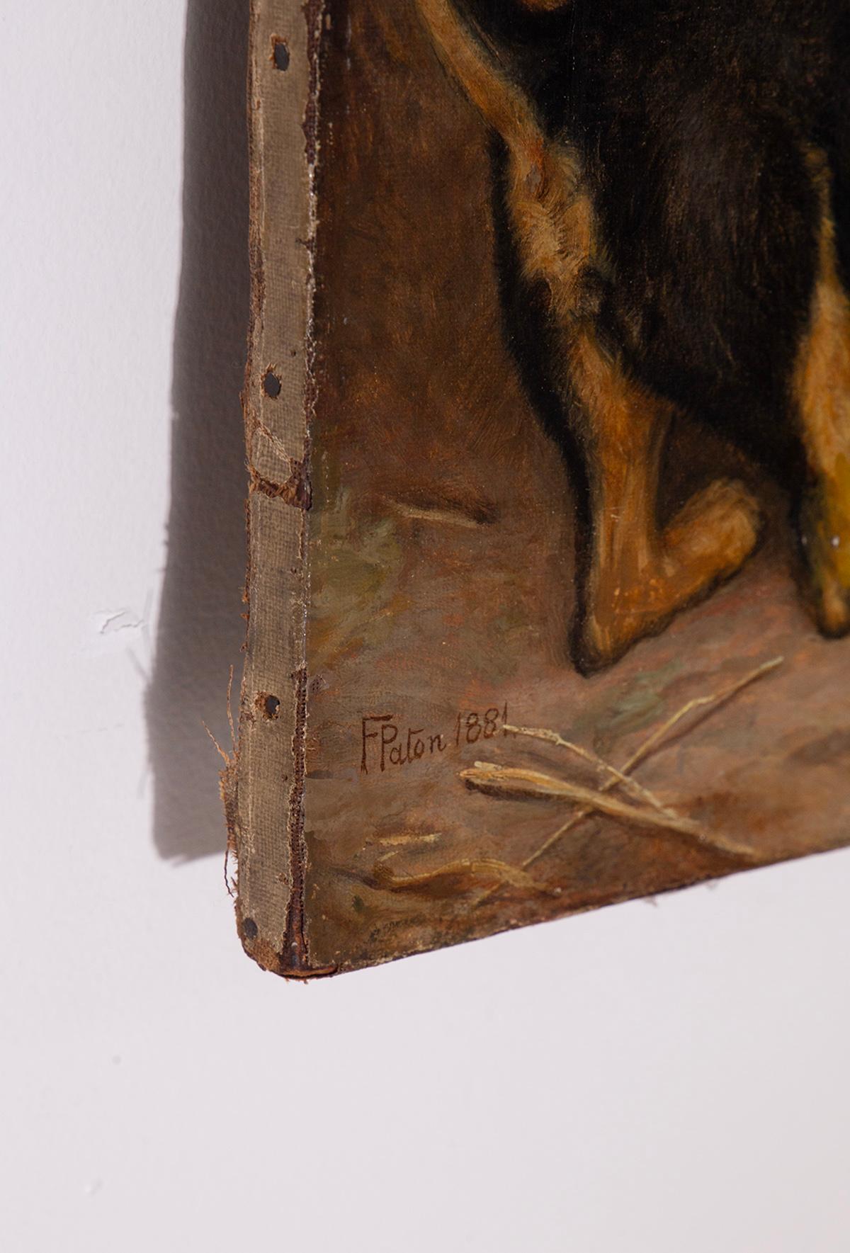 Late 19th Century Frank Paton Oil painting on canvas of Puppies playing in vendita