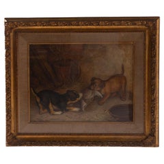 Frank Paton Peinture à l'huile sur toile de chiots en train de jouer