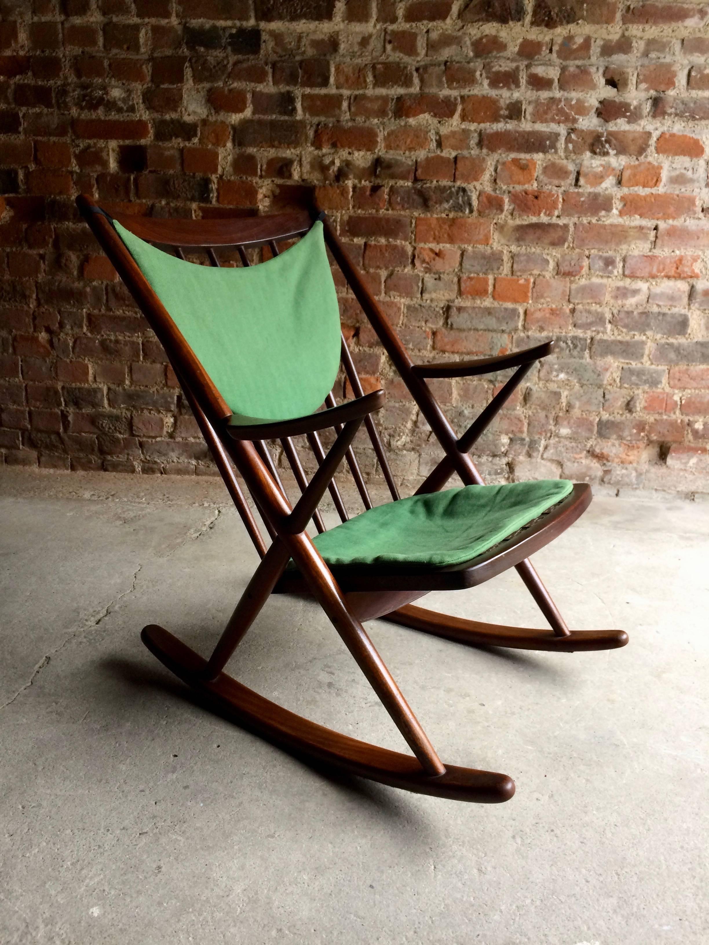 Mid-Century Modern Frank Reenskaug Model 182 Walnut Rocking Chair by Bramin Mobler, circa 1960