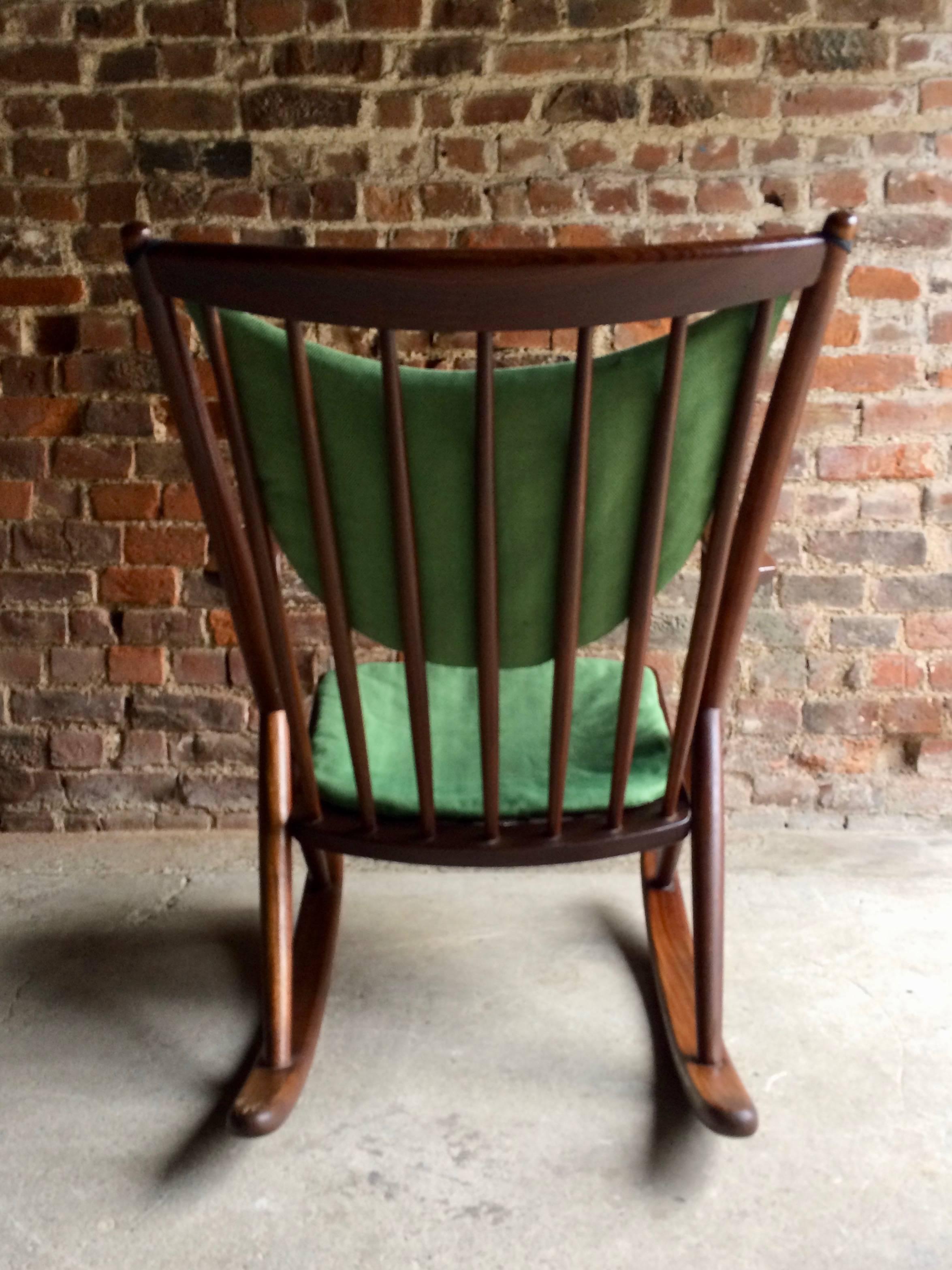 Frank Reenskaug Model 182 Walnut Rocking Chair by Bramin Mobler, circa 1960 1