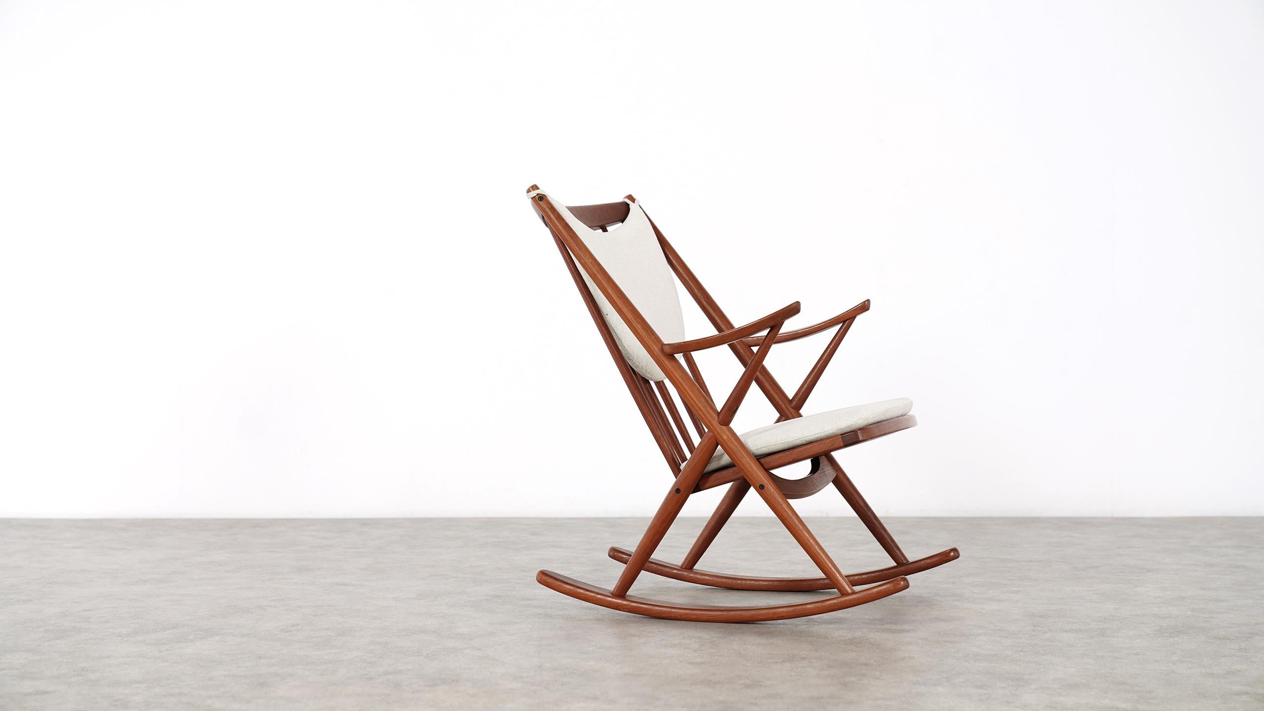 Frank Reenskaug, Teak Rocking Chair 1962 for Bramin, Denmark, Lounge Chair 2