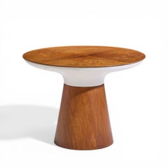 Frank Rohloff for Brown Saltman Mid Century Tulip Walnut Pedestal Side Table (Table d'appoint en noyer tulipe)