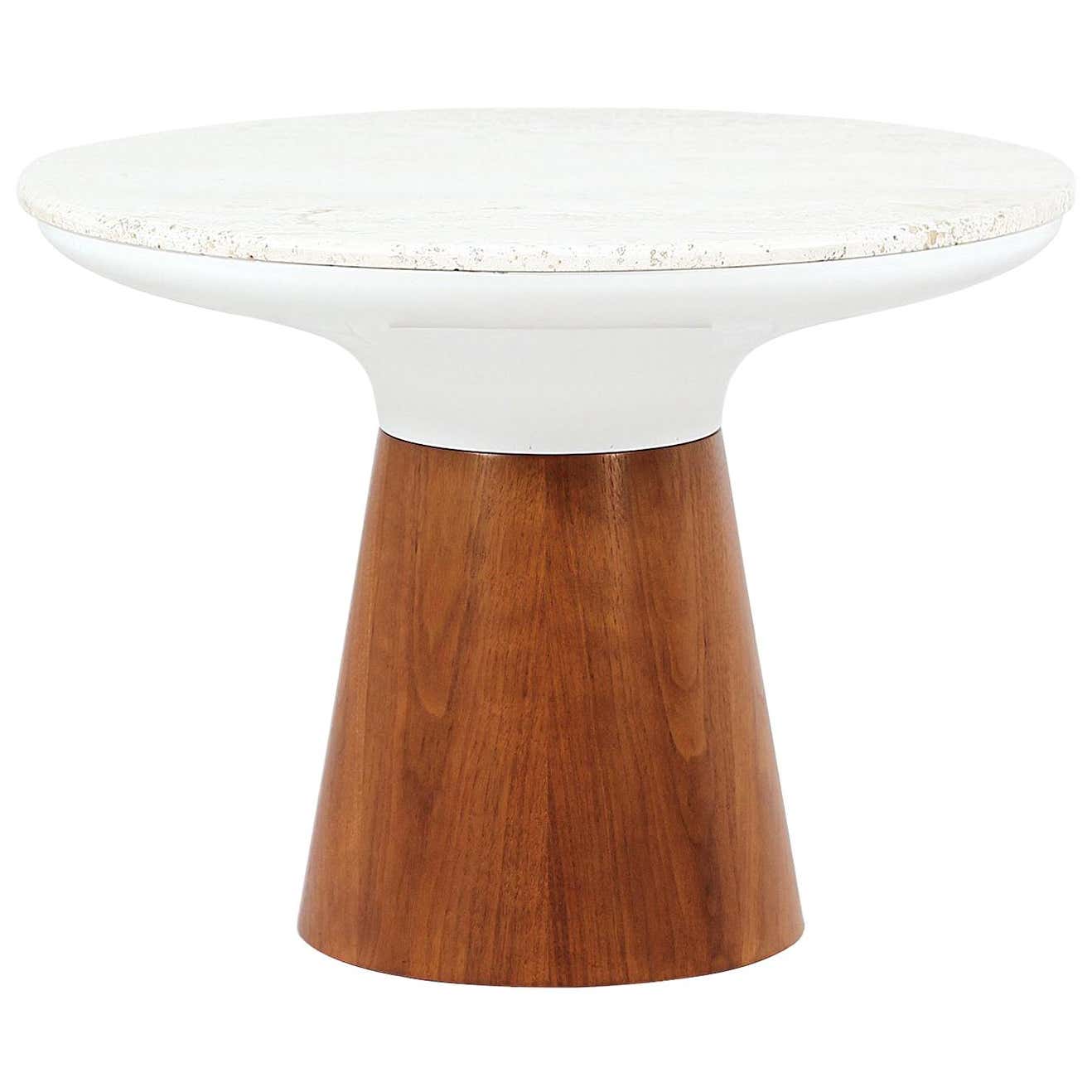 Frank Rohloff Tulip Side Table with Travertine Top for Brown Saltman at ...