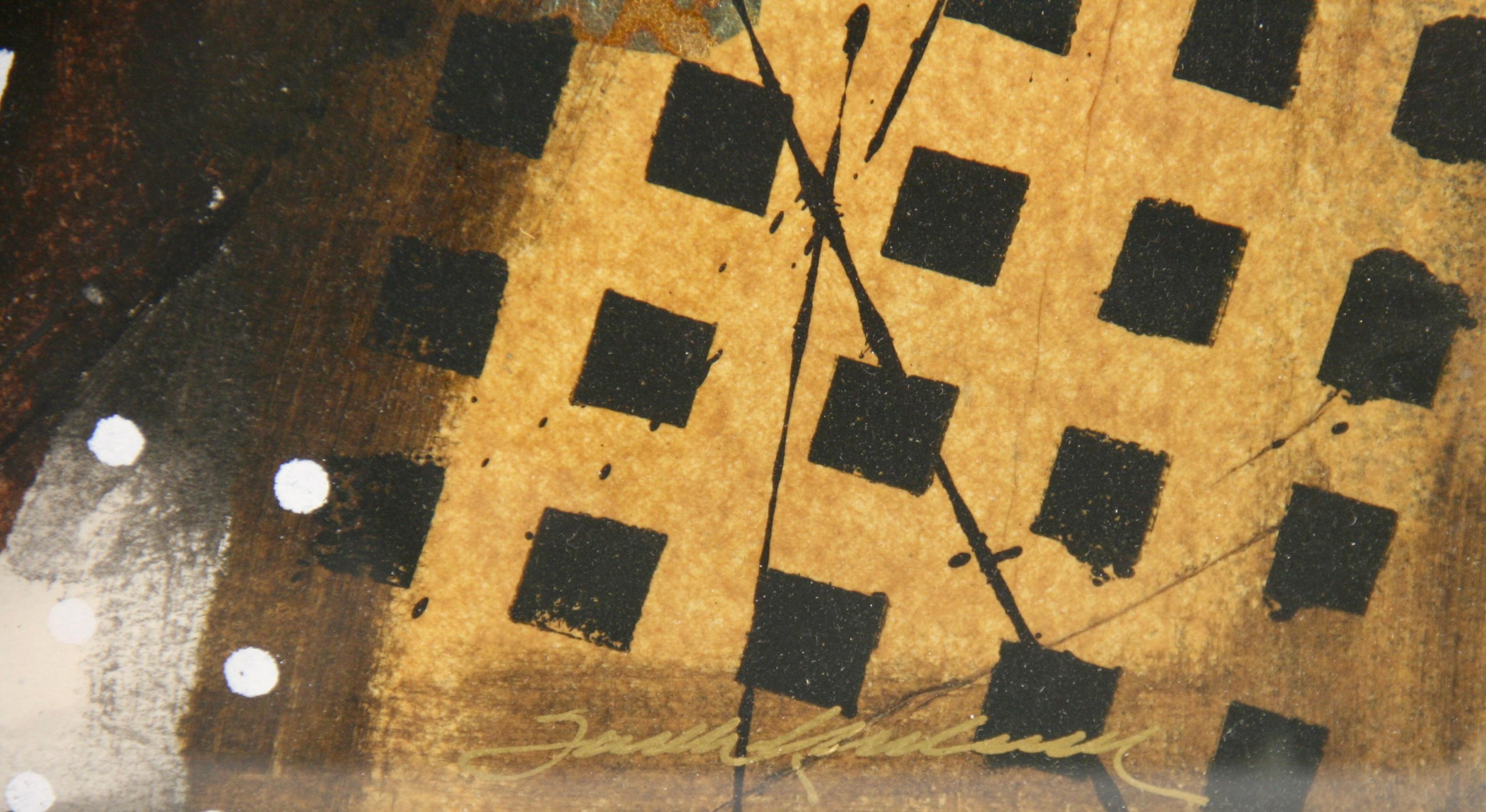 Media misti geometrici di metà secolo  Astratto di Frank Rowland #3 - Painting di Frank Roland
