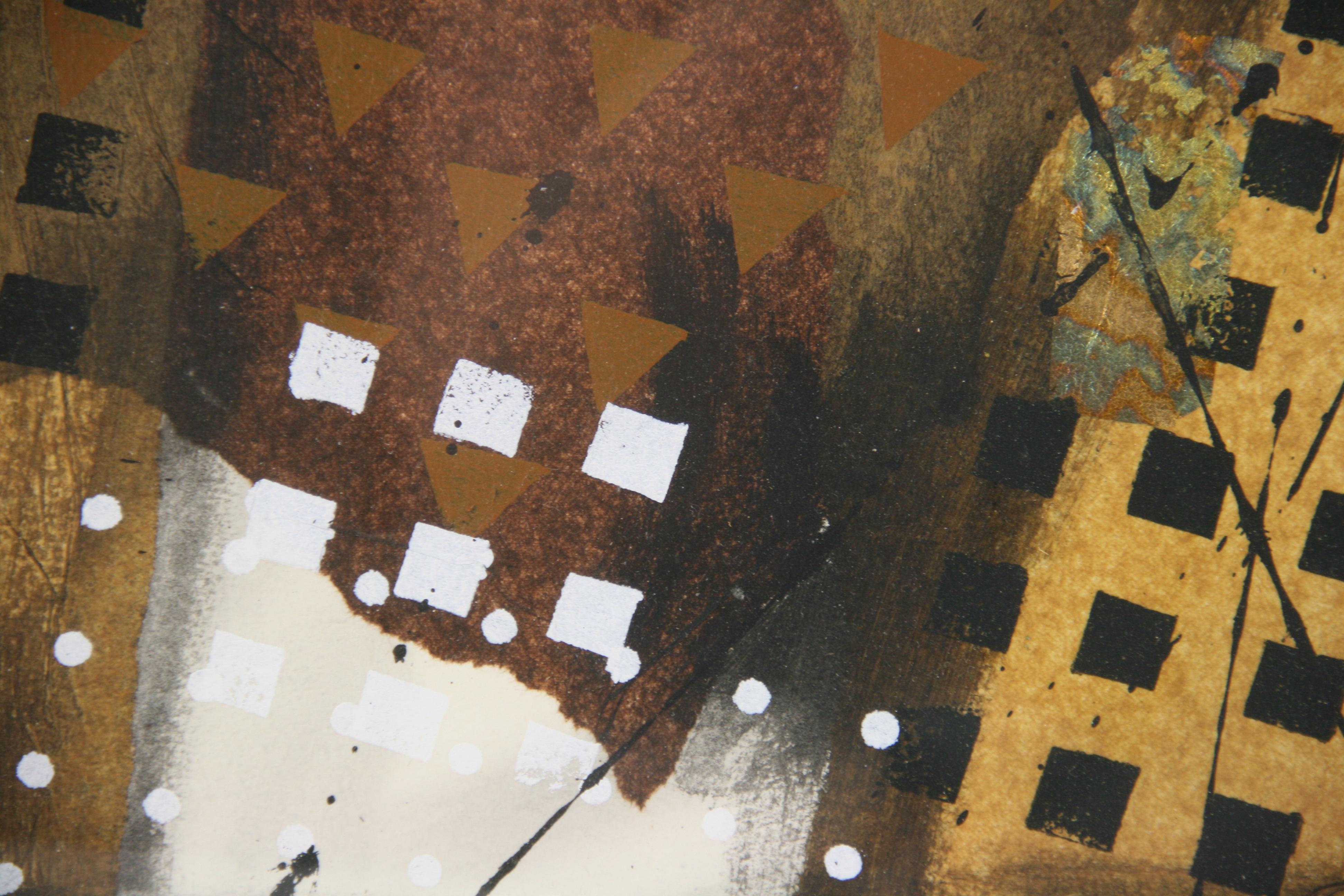 Media misti geometrici di metà secolo  Astratto di Frank Rowland #3 - Abstract Painting Nero di Frank Roland