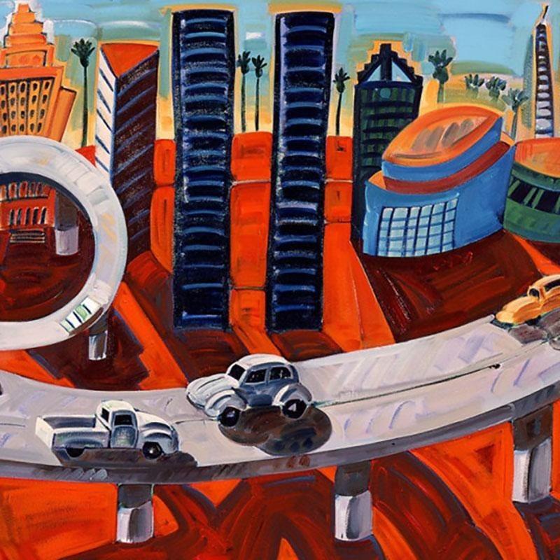 Frank Romero „Cheech's Downtown“ Giclee-Druck Limitiert 190 Stück Signiert (Expressionismus) im Angebot