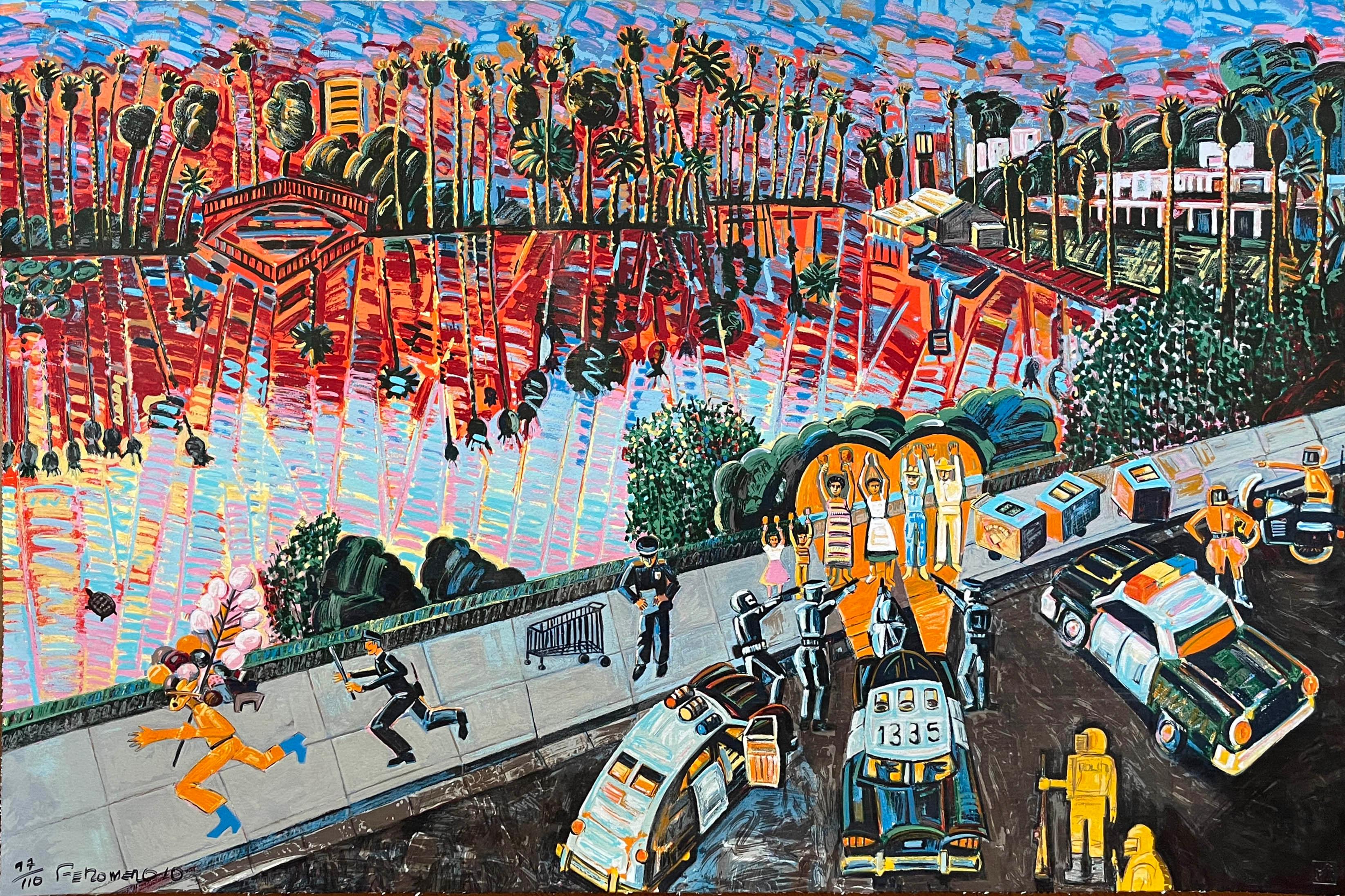 Landscape Print Frank Romero - Arrestation des Palateros