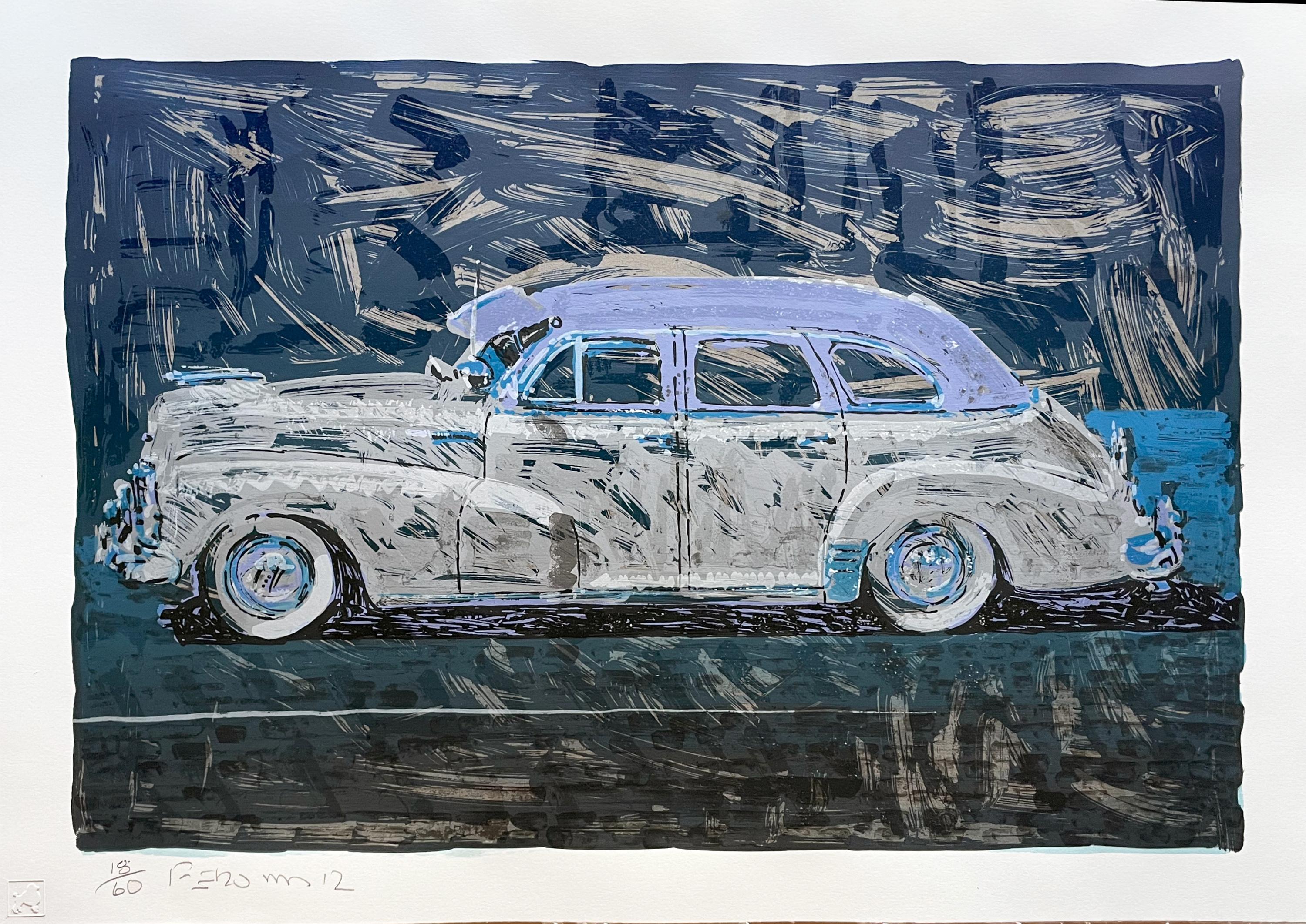 Blue Chevy Lowrider - Print by Frank Romero