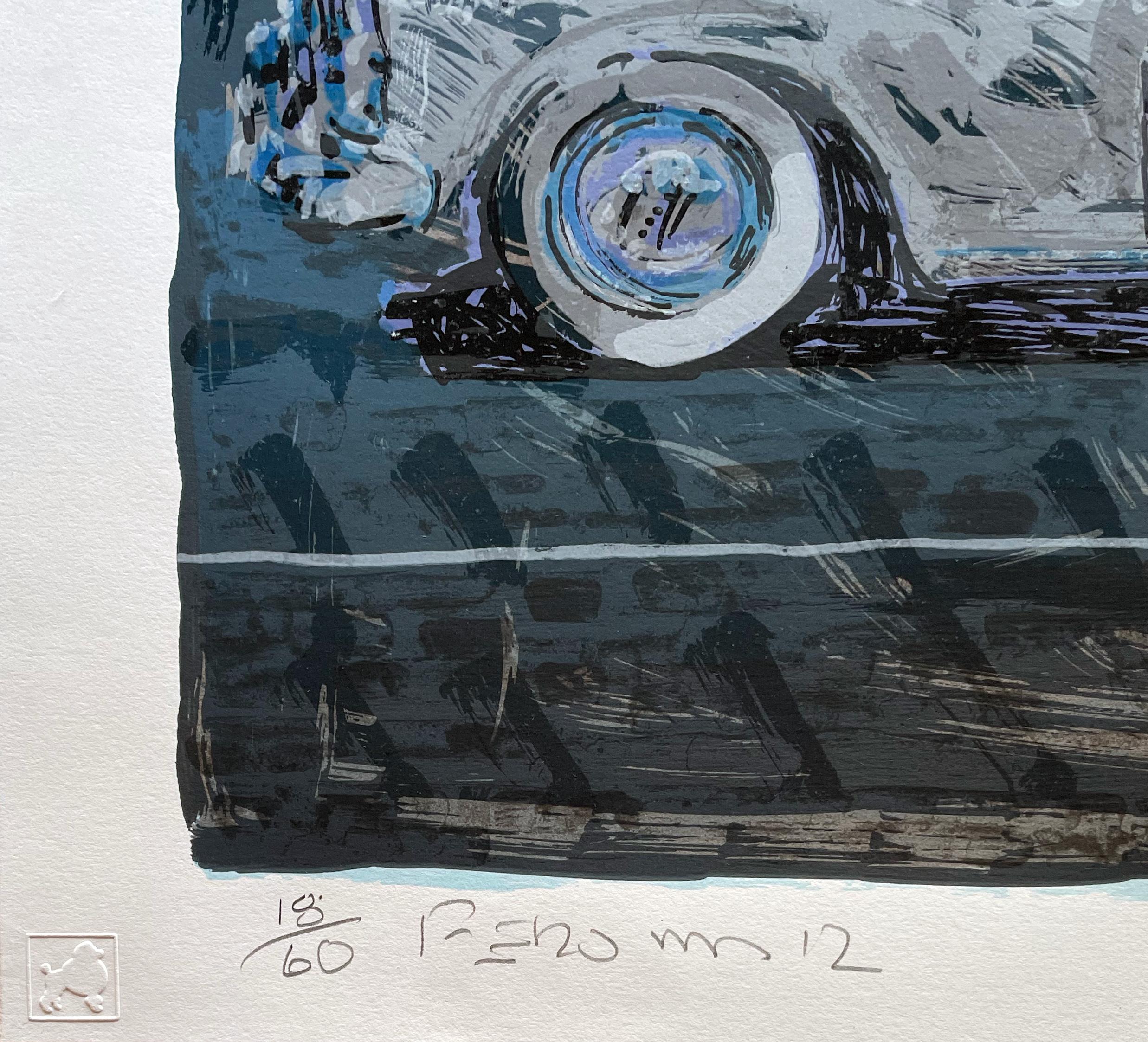 Chevy Lowrider blu - Print Nero di Frank Romero
