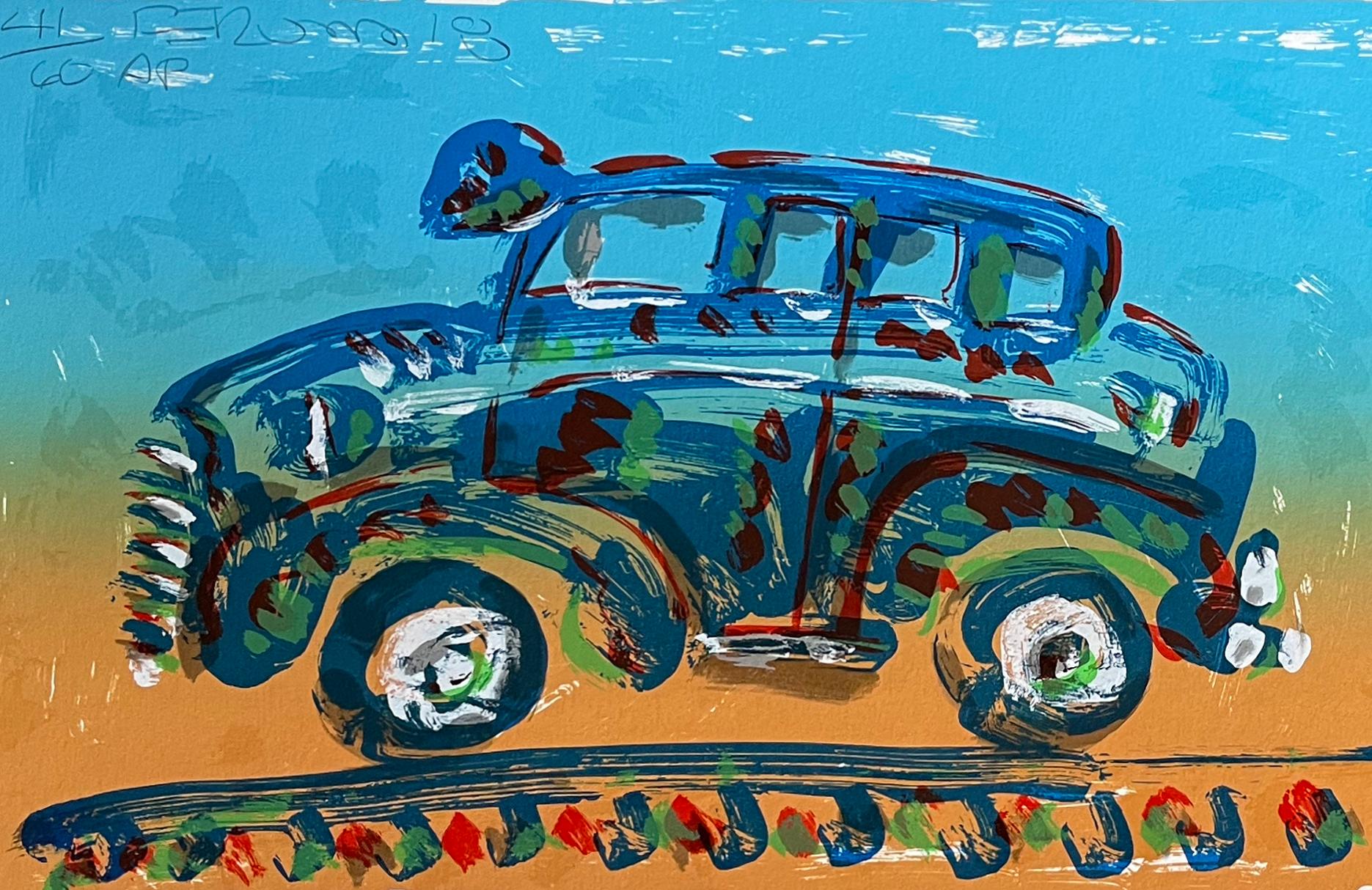 Car and trailer - Contemporary Print by Frank Romero