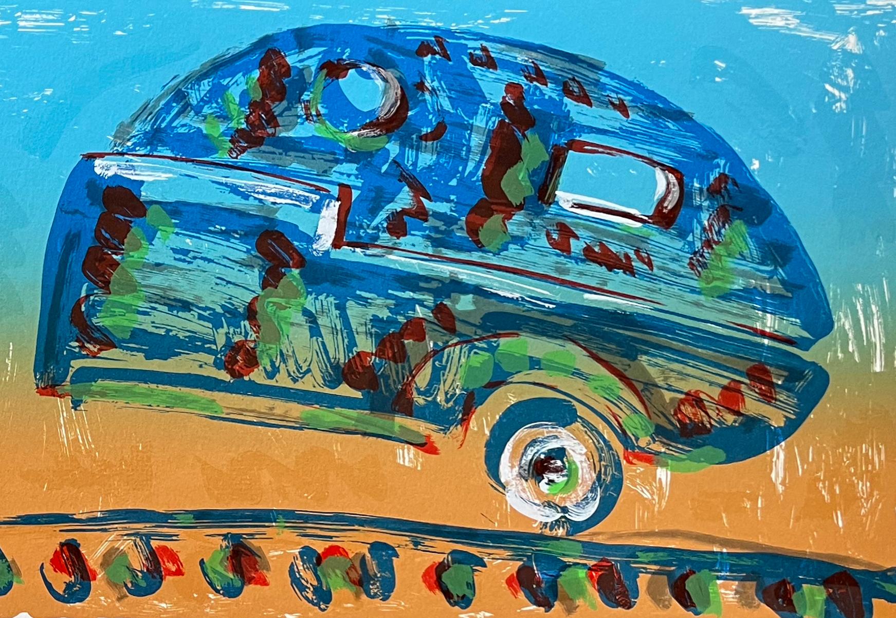 Signed, titled and numbered by the artist.  Created as a fundraiser for the Sidestreet Project in Pasadena, CA. 
Cars are a frequent subject in a lot of Chicano art, and Frank Romero has made several famous images on the theme. This is a signed and