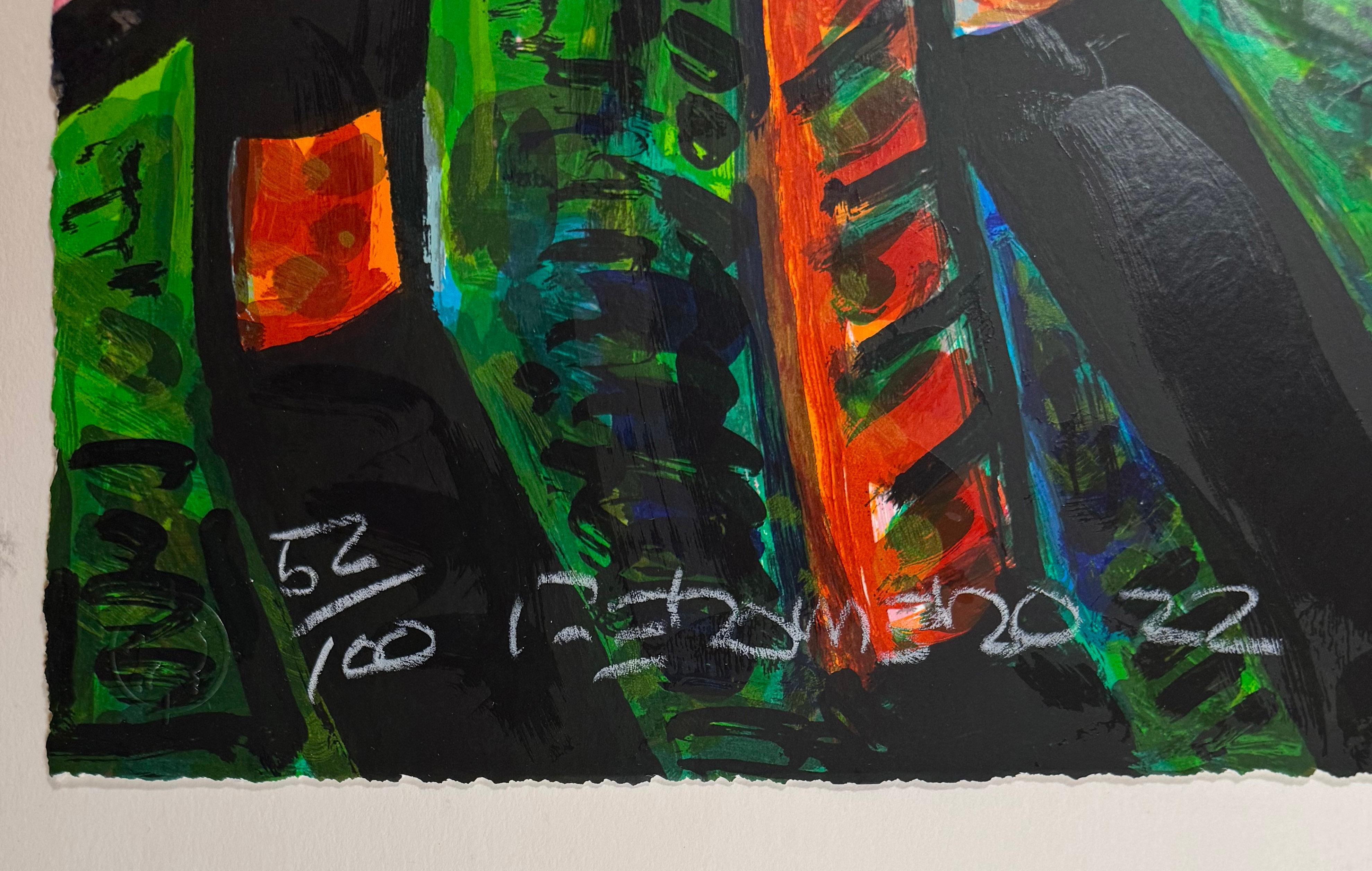 City at Night, by Frank Romero For Sale 2