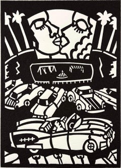 Frank Romero's Drive In Woodcut, Southern California Pop Culture
