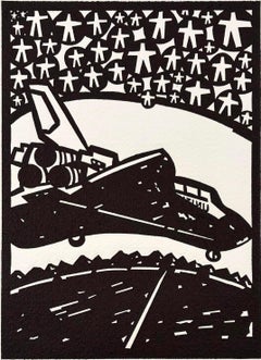Frank Romero's Space Shuttle Woodcut, Los Four California Print