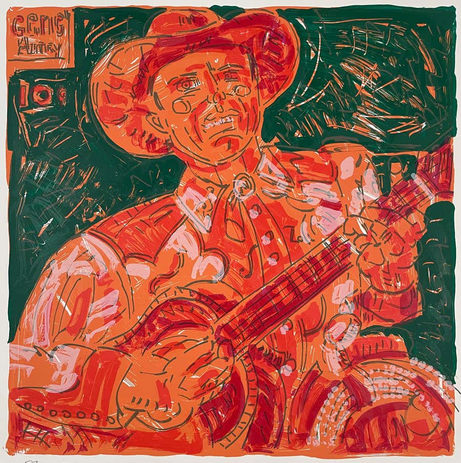 Gene Autry, Screen Print by Frank Romero, Contemporary Style, 1990s