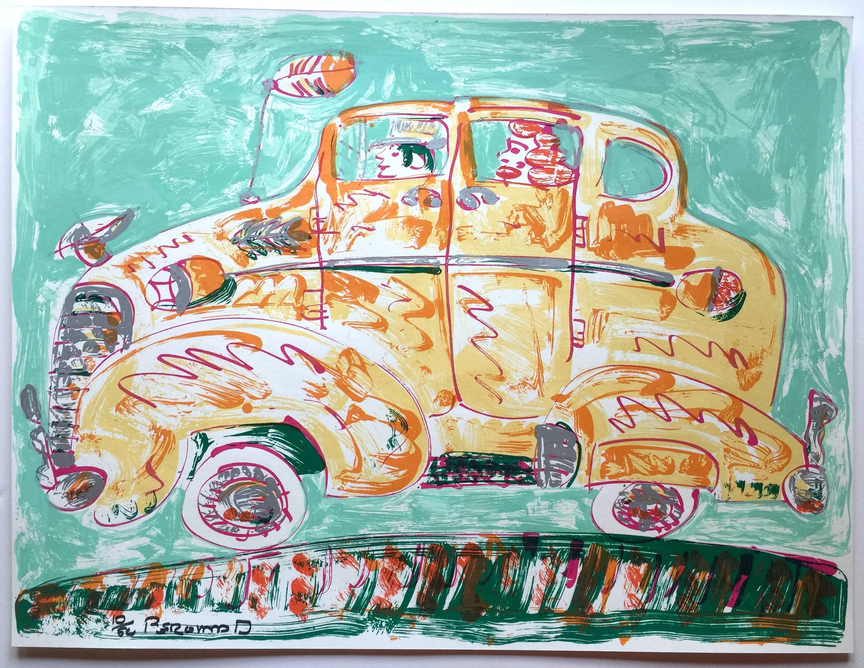 Frank Romero Print - Gold Chevy