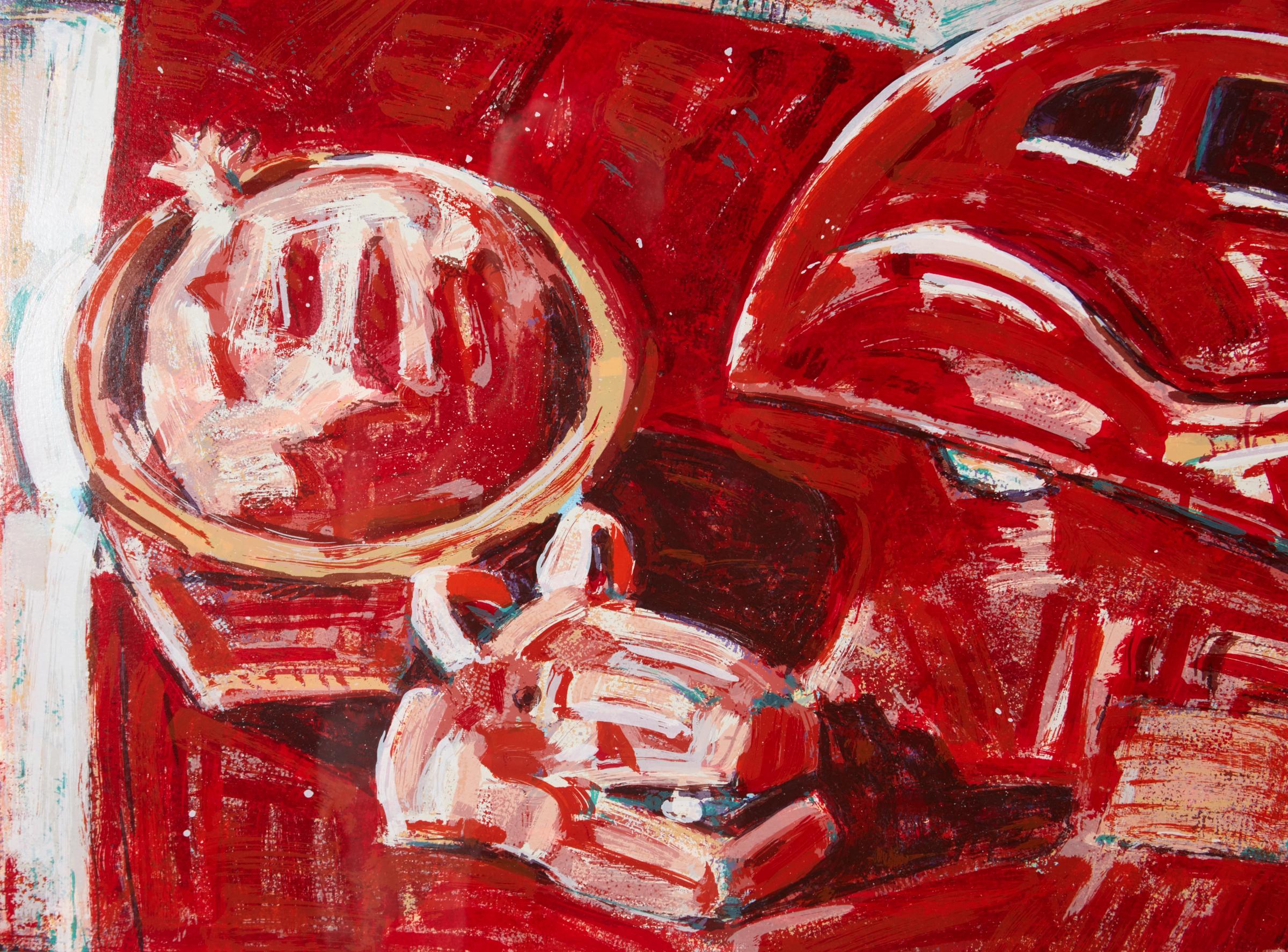 Frank Romero Signierte Serigraphie Limitierte Auflage #20/90:: Rotes Auto (Ende des 20. Jahrhunderts)