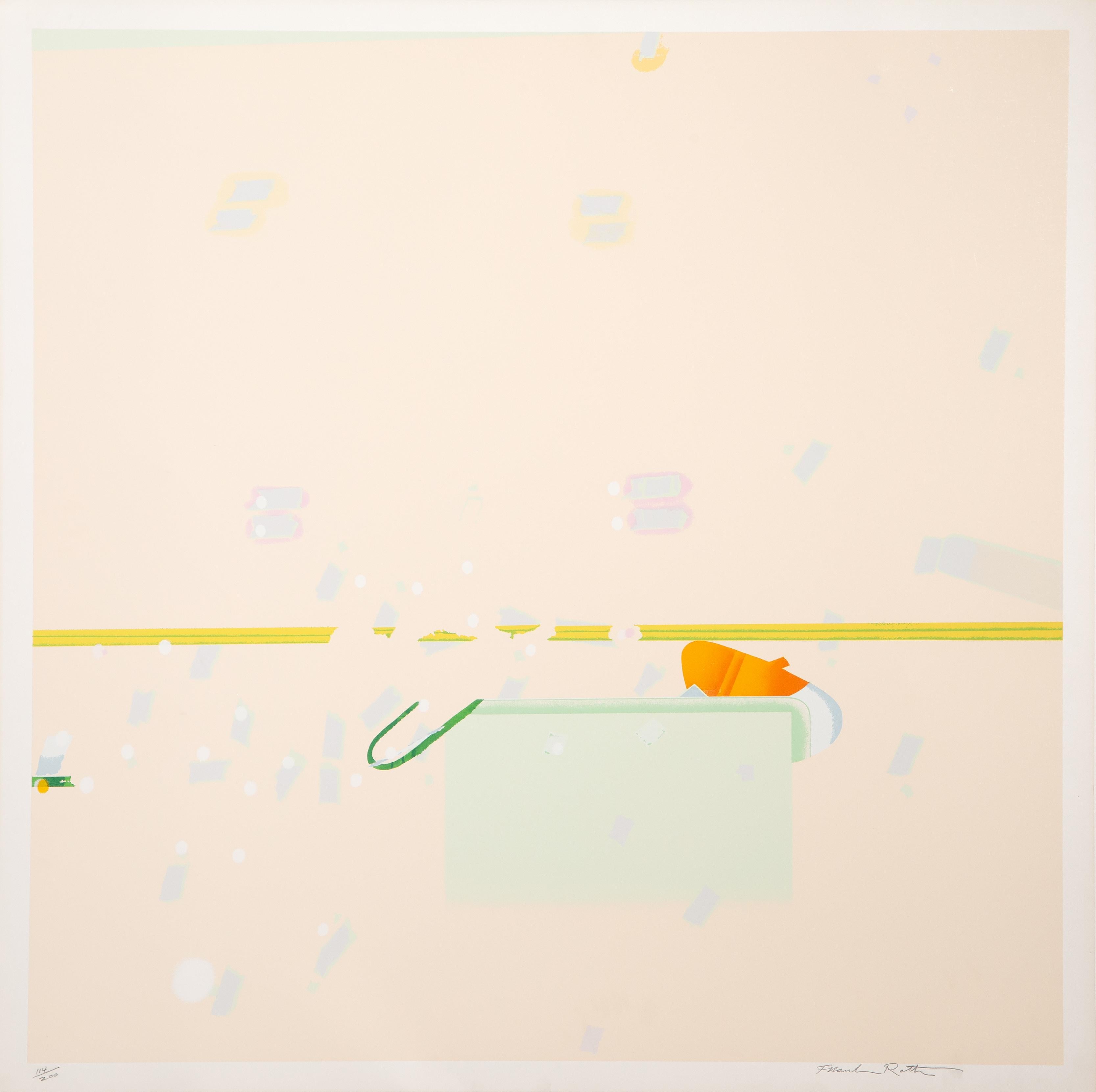 Artist: Frank Roth, American (1936 - )
Title: Abstract Composition I
Year: circa 1968
Medium: Screenprint, signed, titled and numbered in pencil
Edition: 200
Image Size: 33.25 x 33 inches
Size: 35 x 35 in. (88.9 x 88.9 cm)