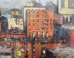 New York Skyline the West Side with Hudson River - Vintage New York