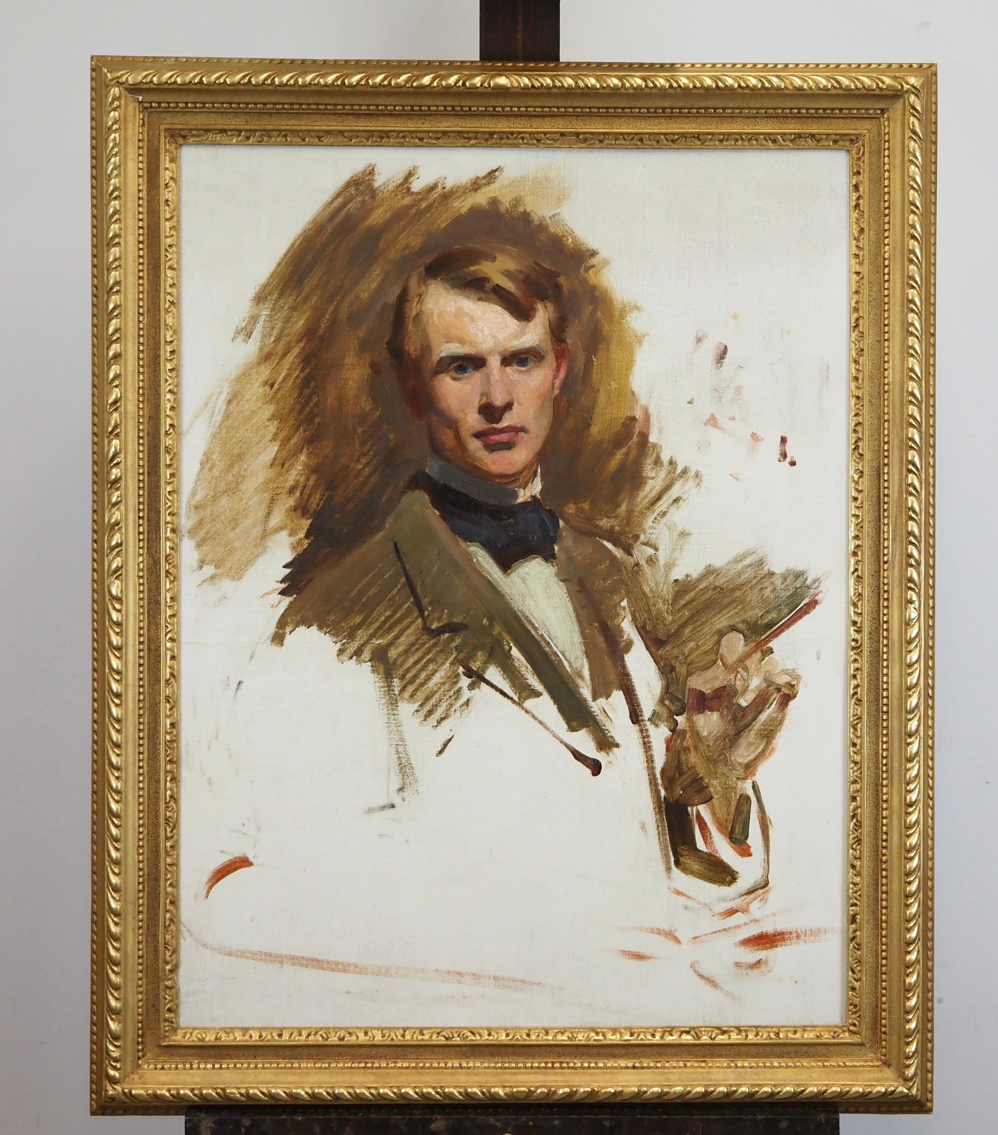 Selbstporträt (Grau), Portrait Painting, von Frank Samuel Eastman 
