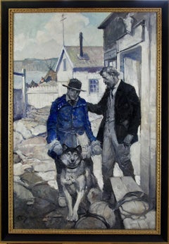 "At the Trade-house Door Findley Said Good-by" Western Illustration