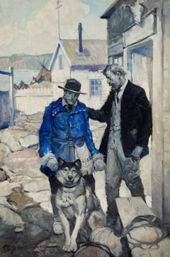 "At the Trade-house Door Findley Said Good-by" Western Illustration