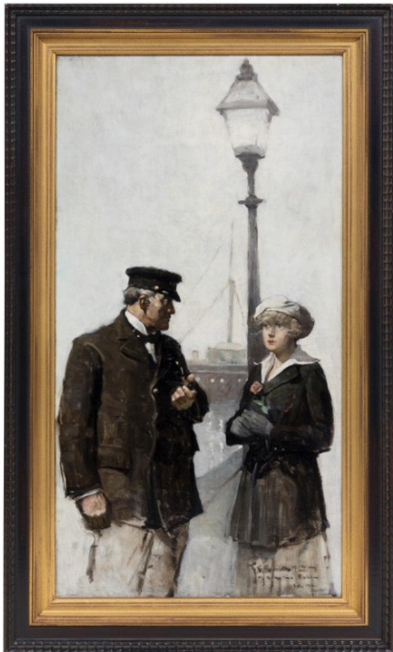 Do You Think You Could Find News? - Painting by Frank Schoonover