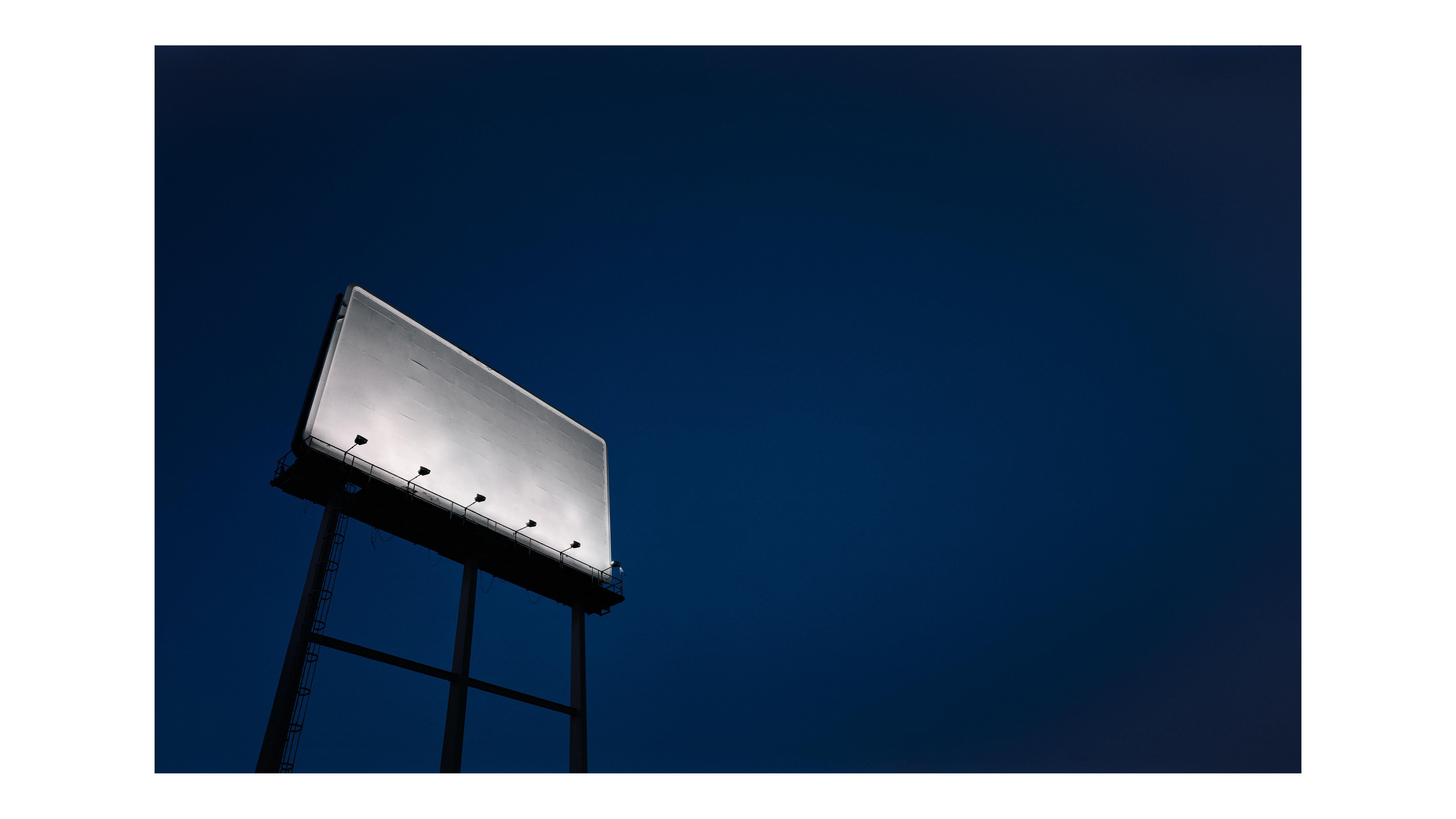Billboard - large scale monochromatic photograph of iconic Americana road sign
