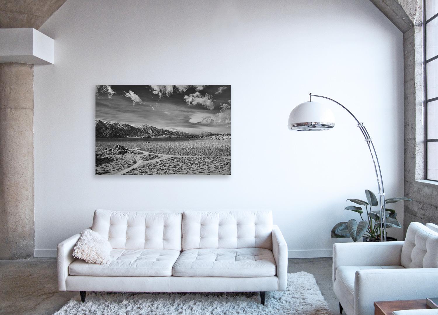 Desert Crossing - large scale black and white photo of dramatic desert landscape - Contemporary Photograph by Frank Schott