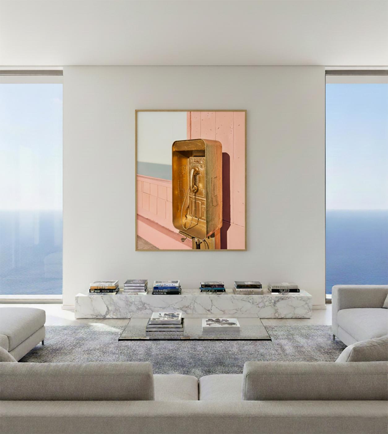 Golden - large format photograph of conceptual iconic object in urban landscape - Contemporary Print by Frank Schott