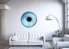 IRIS III  - einzigartige Abstraktion der Farben in rundem Glasrahmen (45 Zoll Durchmesser)