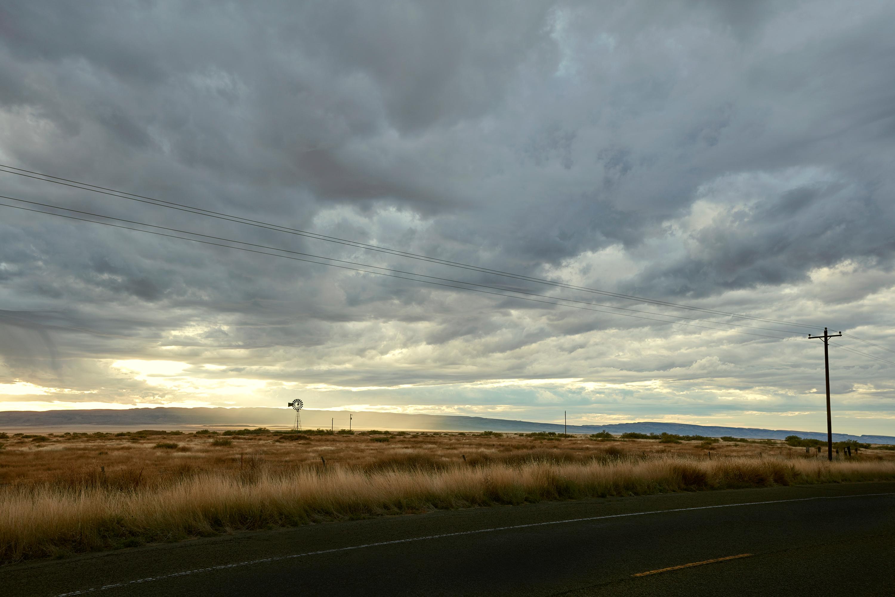 Marfa ( Texas ) - large format photograph of dramatic clouds over endless field