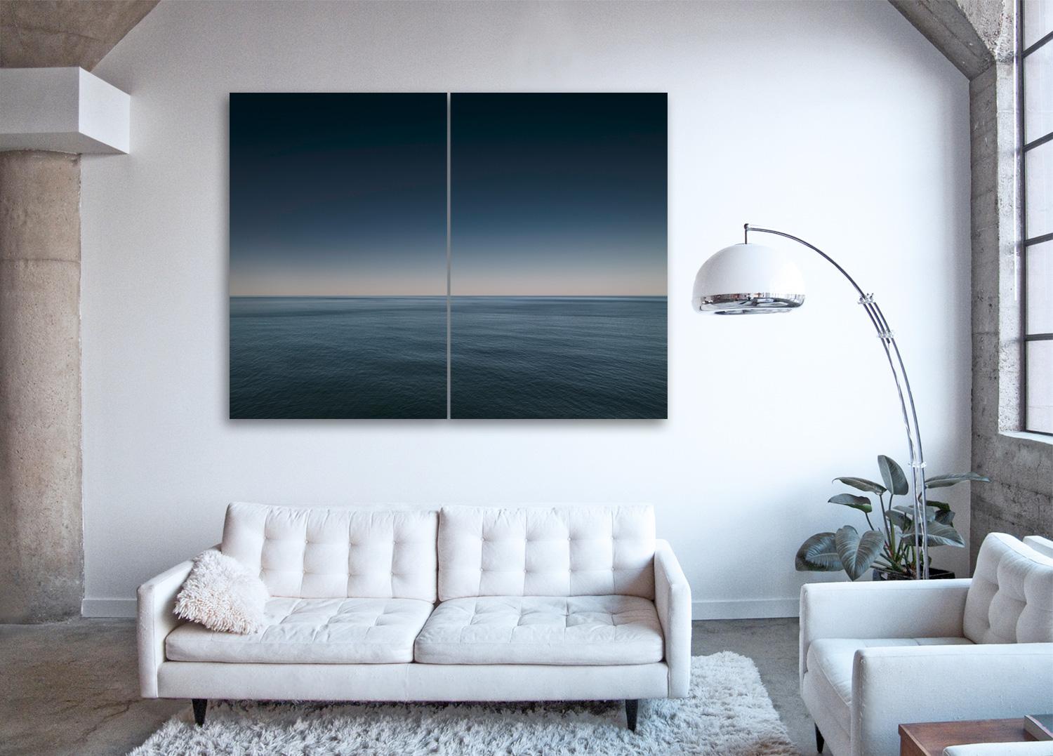 Paysage marin I Diptyque - photographie abstraite de l'horizon des nuages en aquarelle - Contemporain Print par Frank Schott