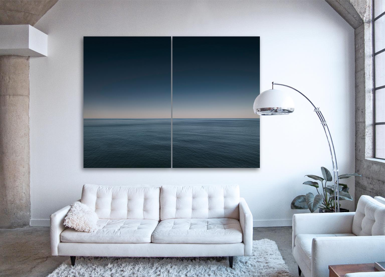 Paysage marin I Diptyque - photographie abstraite de l'horizon des nuages en aquarelle - Contemporain Print par Frank Schott