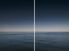 Paysage marin I Diptyque (encadré) - photographie abstraite d'horizon nuageux en aquarelle