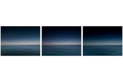 Seascape I Triptych - 3 large format photographs of blue water surface + horizon