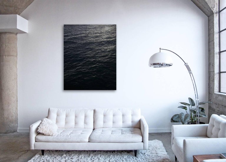Seascape V (framed) - monumental scale photograph of monochromatic water surface - Black Black and White Photograph by Frank Schott