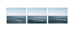 Seascape XI Triptych - 3 large format photograph of blue ocean surface & horizon