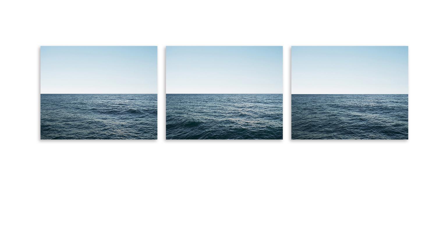 Seascape XI Triptych (framed) - abstract photographs of ocean surface & horizon